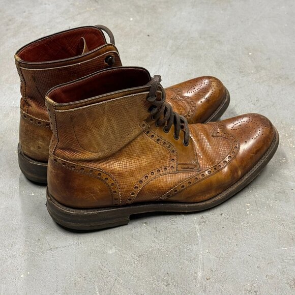 Magnanni "Daroca" Brogue Wing Tip Boot Calf Leather Brown 41.5 8.5 US - Picture 3 of 8